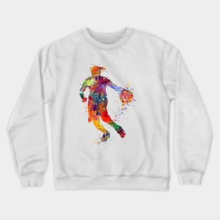 Girl Basketball Player Athlete Watercolor Silhouette Crewneck Sweatshirt